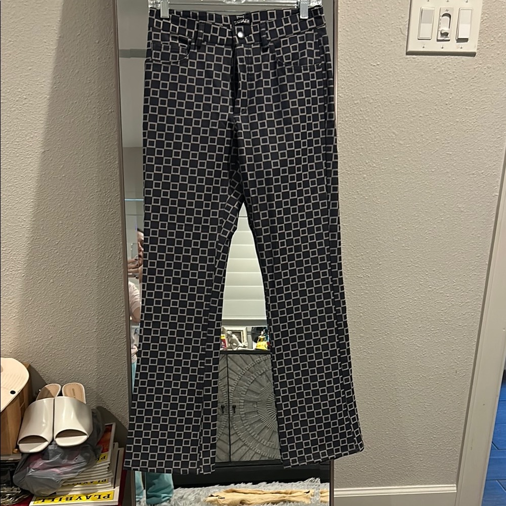 Women's Black and Gray Checkered Pants